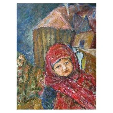 Itzhak Tordjman Art_Little Girl with a red Shawl